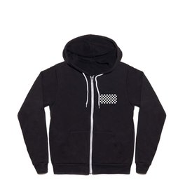 Traditional Black And White Chequered Start Flag Zip Hoodie