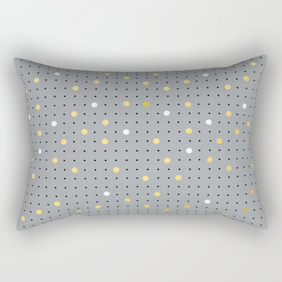 Pin Points Grey, Gold and White Rectangular Pillow