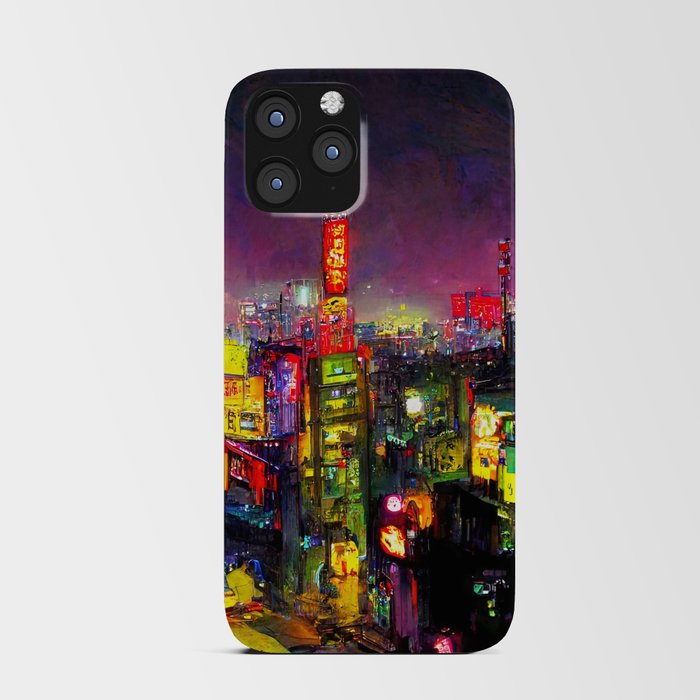 Tokyo Cyberpunk Cityscape at Night iPhone Card Case