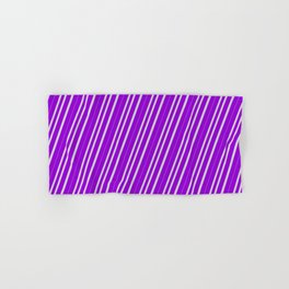 [ Thumbnail: Dark Violet & Light Grey Colored Pattern of Stripes Hand & Bath Towel ]