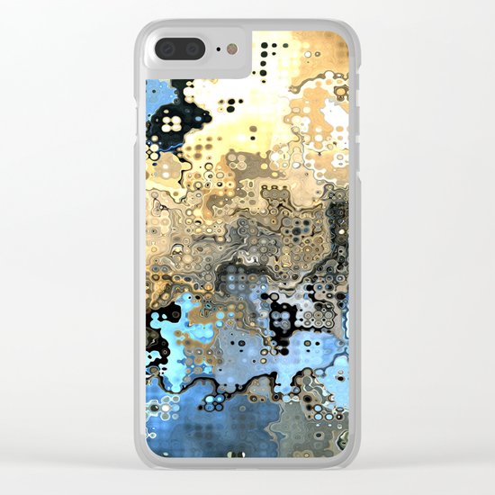 Golden Blue Abstract Clear iPhone Case