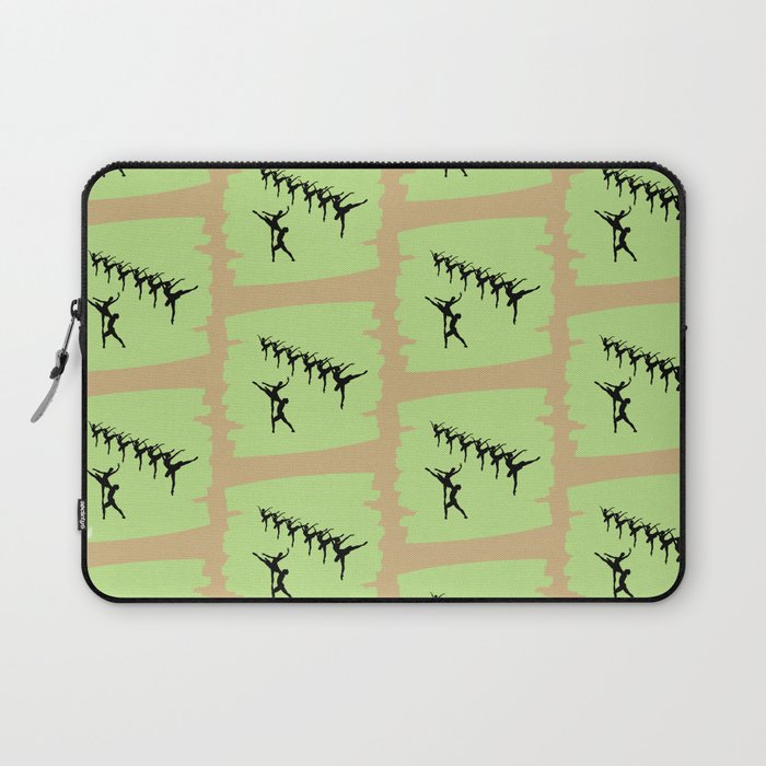 Ballerina figures in black on green brush stroke Laptop Sleeve