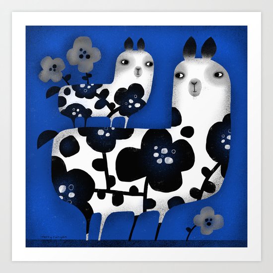 FLOWERED FRIENDS Art Print