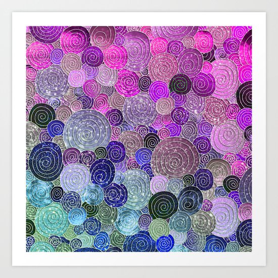 Abstract blue& purple glamour glitter circles and dots for Girls and ladies Art Print