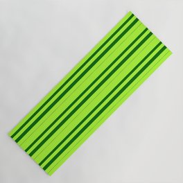 [ Thumbnail: Light Green & Dark Green Colored Lines/Stripes Pattern Yoga Mat ]