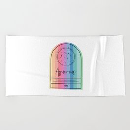 Aquarius Zodiac | Rainbow Stripe Beach Towel