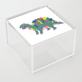 Colorful Stegosaurus Dinosaur Rainbow Pattern with Green Body Acrylic Box