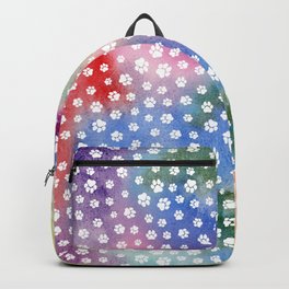 Rainbow Clouds with White Pawprints Backpack