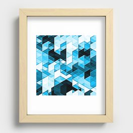 Blue Crystal Confusion Recessed Framed Print