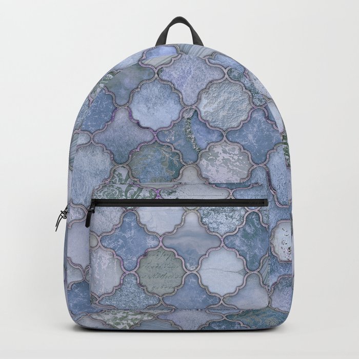 Blue Shabby Chic Moroccan Tiles Faded Bohemian Luxury From The Sultans Palace In Pastel Pink Backpack