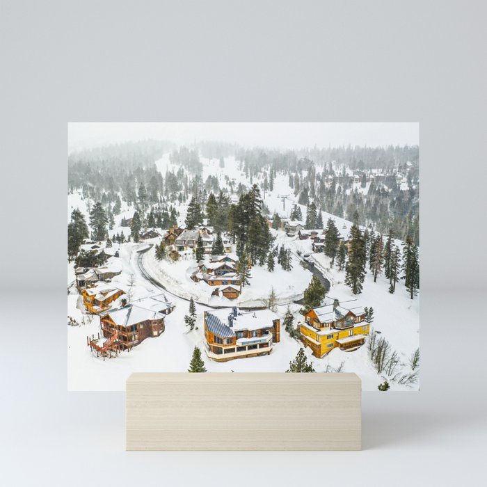 Snowy Mammoth Cabins Mini Art Print