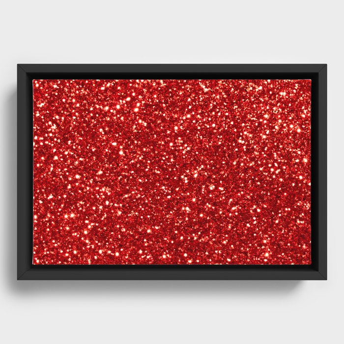 red glitter sparkle  Framed Canvas