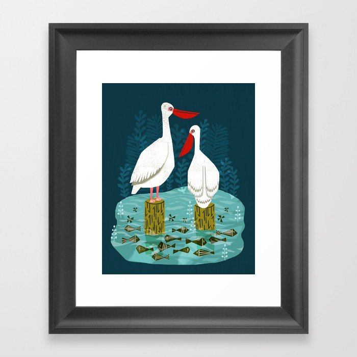 Two Pelicans by Andrea Lauren  Framed Art Print