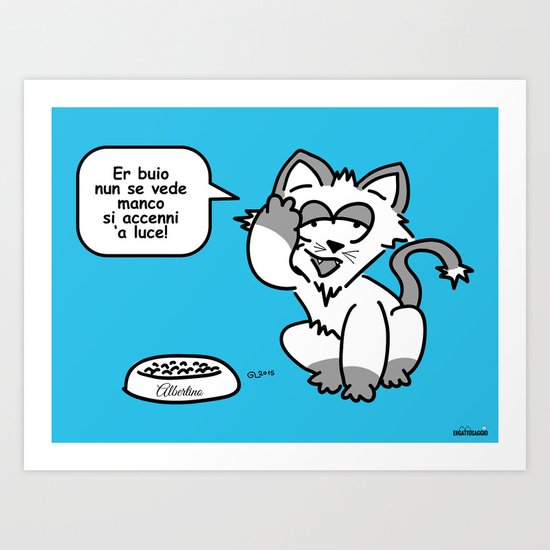 the wise cat - light and darkness Art Print