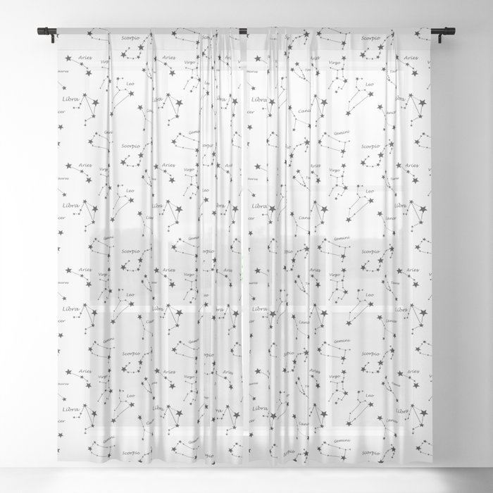 Zodiac signs,constellations,stars,astrology,astronomy,space,galaxy  Sheer Curtain