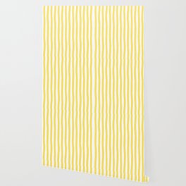Yellow and White Cabana Stripes Palm Beach Preppy Wallpaper