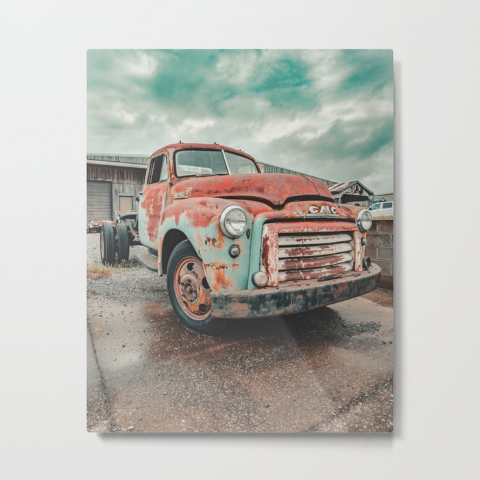 Beautiful Antique Truck - Turquoise and Orange Metal Print