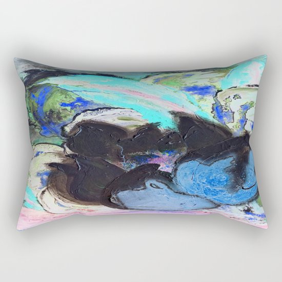 Purple Peonies in Shadow World Rectangular Pillow