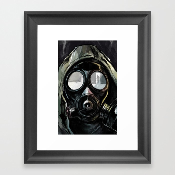 Impending Chaos / Dislocated Gas Mask — Portrait Framed Art Print