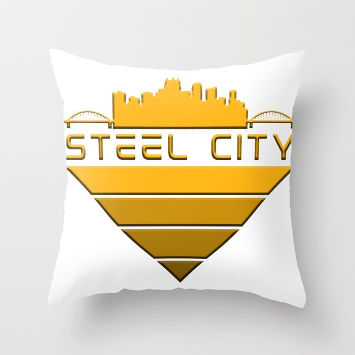 Pittsburgh Steel City Skyline Pennsylvania Vintage Design Throw Pillow