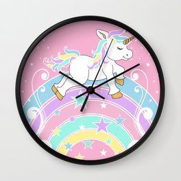 Starry Rainbow Unicorn Wall Clock