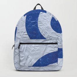 White And Blue Ink And Paper Texture Minimal Abstract Circle Print. Backpack
