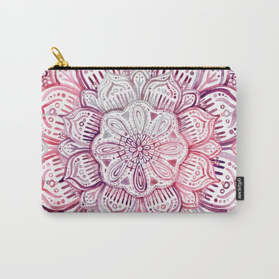 Burgundy Blush Watercolor Mandala Carry-All Pouch