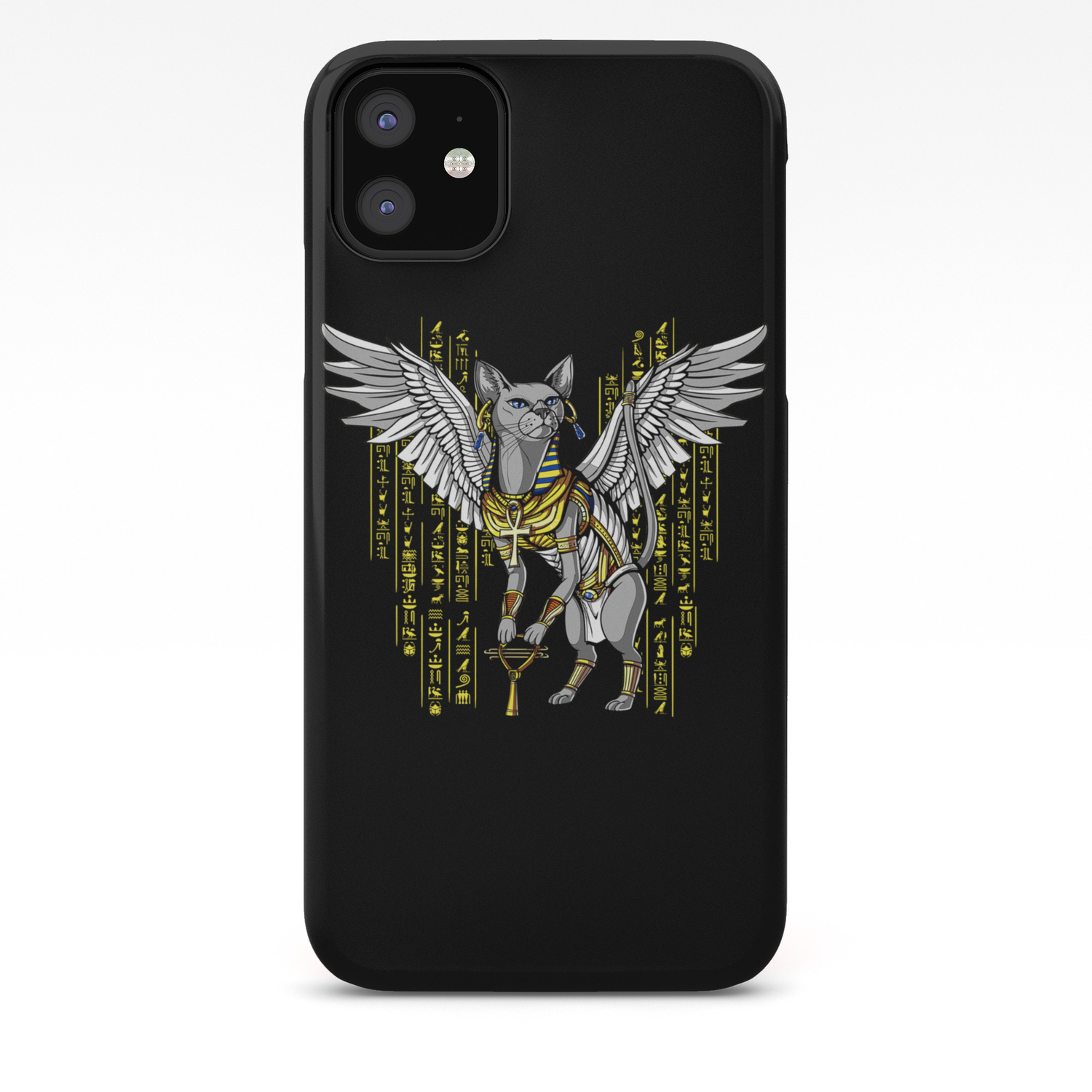 Bastet Egyptian Cat Goddess Hieroglyphs Ankh Iphone Case By