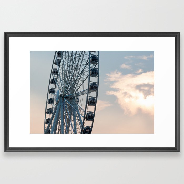 Seattle Ferris Wheel at Sunset Framed Art Print