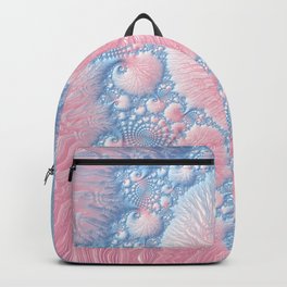 Reef Coral Abstract Spiral Pastel Blue Pink Ombre Swirl Seashell Pattern Summer Fractal Fine Art Backpack