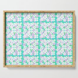 Retro Desert Flowers Pink and Turquoise Pattern Serving Tray