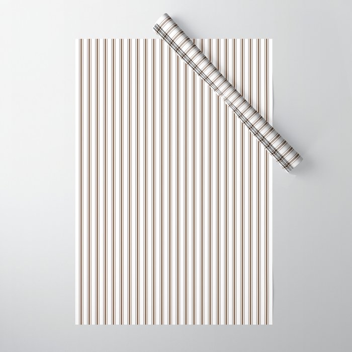 Brown and white shop striped wrapping paper