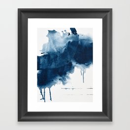 Where does the dance begin? A minimal abstract acrylic painting in blue and white by Alyssa Hamilton Framed Art Print