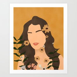 Alesia and her flowers  Art Print