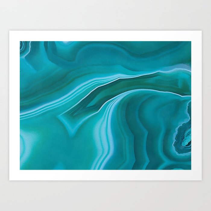 Agate sea green texture Art Print