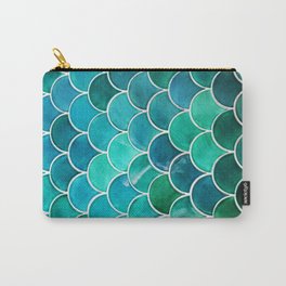 Aqua Mermaid Teal Tile Carry-All Pouch | Spring, Break, Scale, Nap, Lue, Ocean, Water, Fresh, Graphicdesign, Coast 