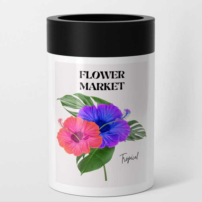 Flower Market Tropical Hibiscus & Monstera Leaves Can Cooler