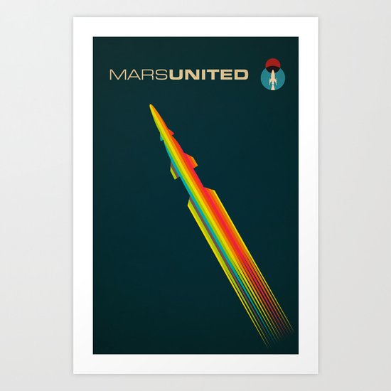 MarsUnited Rainbow Rocket Art Print