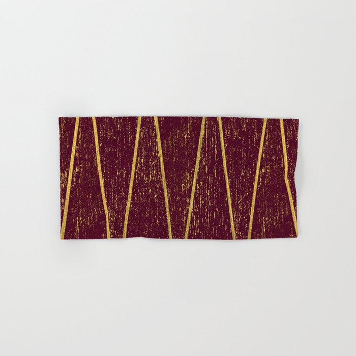 Burgundy Gold Hand Bath Towel by PatternBaby Society6