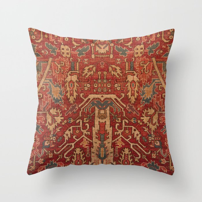 Vintage Persian Woven Wool Orange Red Throw Pillow