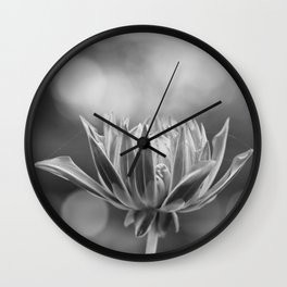 Dramatic Black And White Dahlia Wall Clock