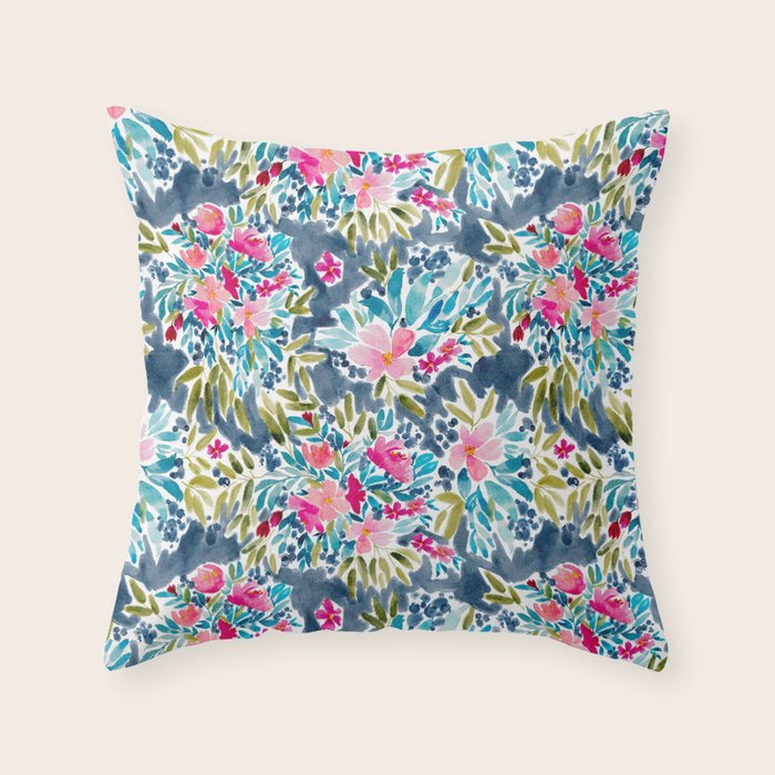Aria Blue Throw Pillow by Britt Mills Design Society6