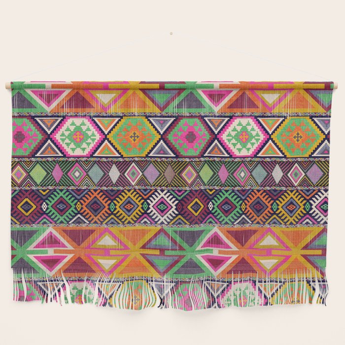 Aztec Artisan Tribal Bright Wall Hanging By Beckybailey1 Society6