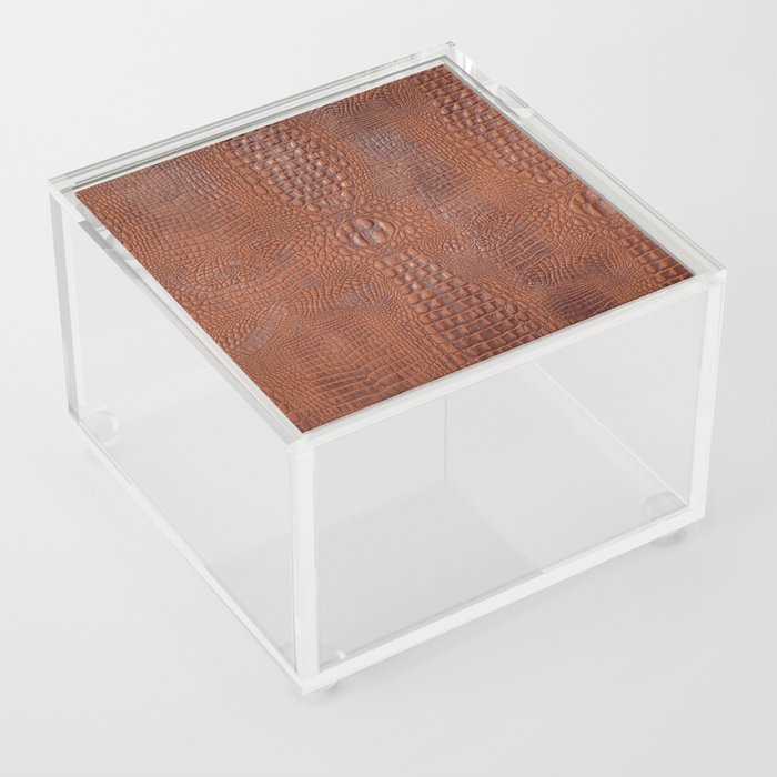 Orange brown leather texture background Acrylic Box
