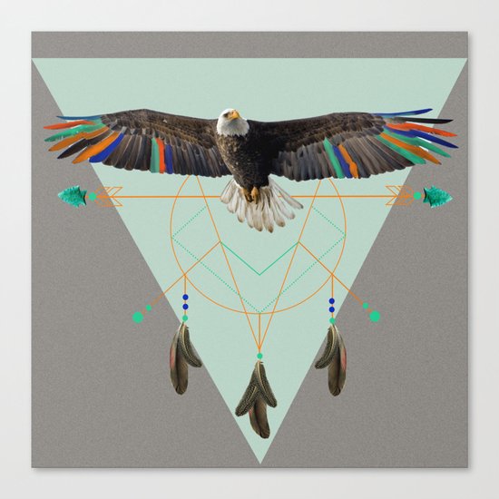 The indian eagle is watching over Po's dreamcatcher Canvas Print