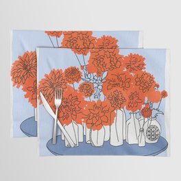 Mid-Century Modern Flowers Red White and Blue Placemat