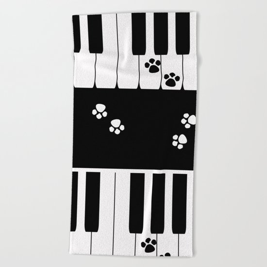 The keys of the piano . Creative black and white pattern . Beach Towel