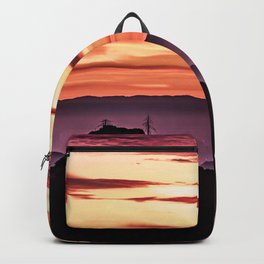 IN THE DISTANCE Backpack | Vmpdesigns2, City, Brettjozsa, Color, Digital Manipulation, Bright, Sunset, Orange, Cali, Photo 