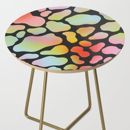Cute Colorful Cow Spots Pattern \\ Multicolor Gradient & Dark Charcoal Background Side Table