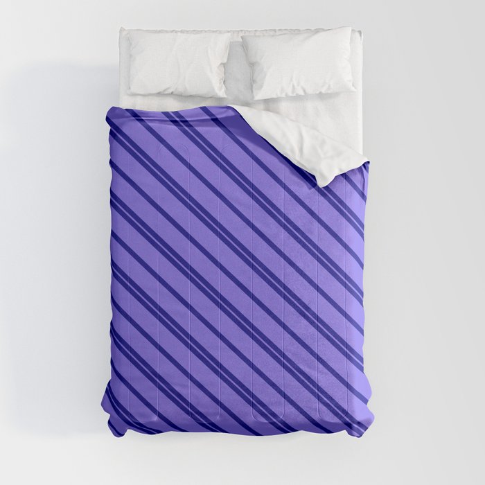 Dark Blue & Medium Slate Blue Colored Lines/Stripes Pattern Comforter